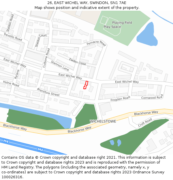 26, EAST WICHEL WAY, SWINDON, SN1 7AE: Location map and indicative extent of plot