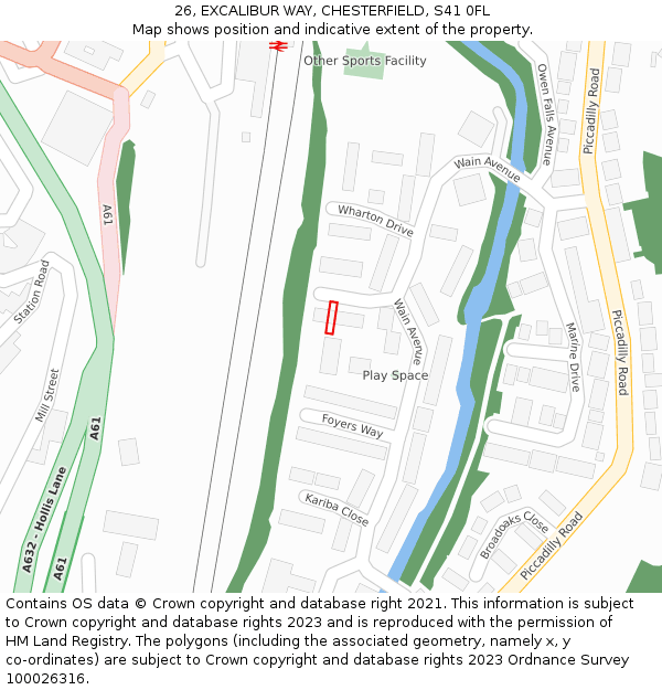 26, EXCALIBUR WAY, CHESTERFIELD, S41 0FL: Location map and indicative extent of plot