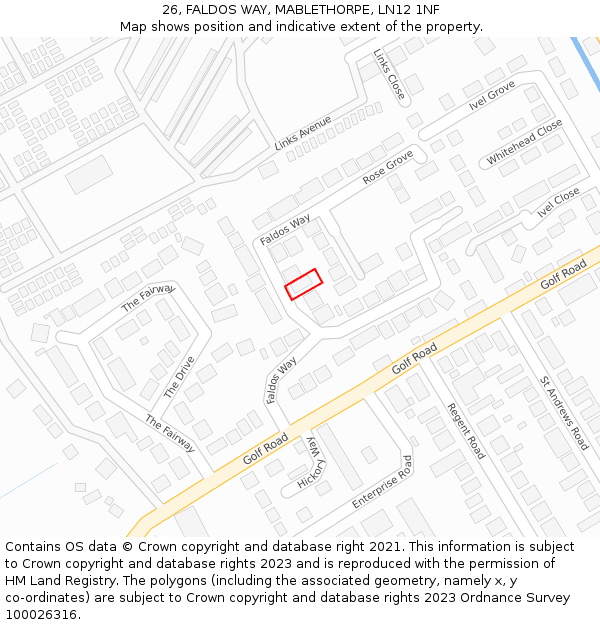 26, FALDOS WAY, MABLETHORPE, LN12 1NF: Location map and indicative extent of plot
