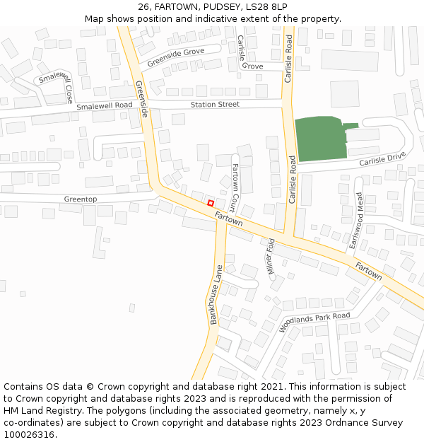 26, FARTOWN, PUDSEY, LS28 8LP: Location map and indicative extent of plot