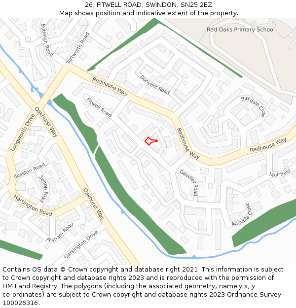 26, FITWELL ROAD, SWINDON, SN25 2EZ: Location map and indicative extent of plot