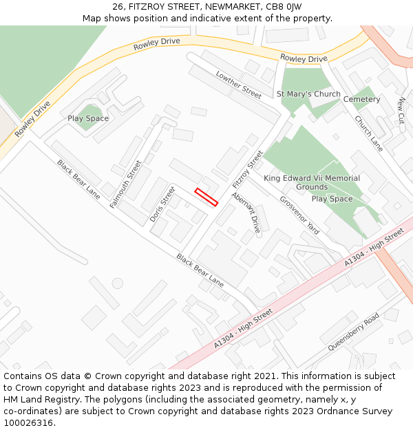 26, FITZROY STREET, NEWMARKET, CB8 0JW: Location map and indicative extent of plot