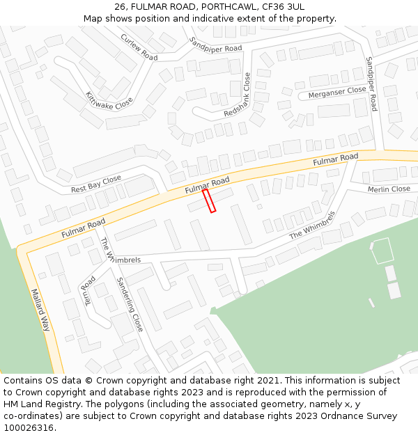 26, FULMAR ROAD, PORTHCAWL, CF36 3UL: Location map and indicative extent of plot