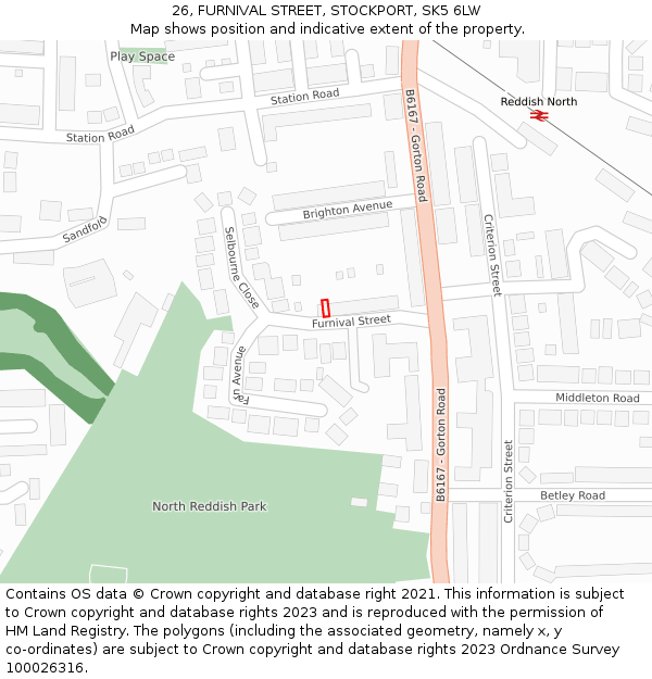 26, FURNIVAL STREET, STOCKPORT, SK5 6LW: Location map and indicative extent of plot