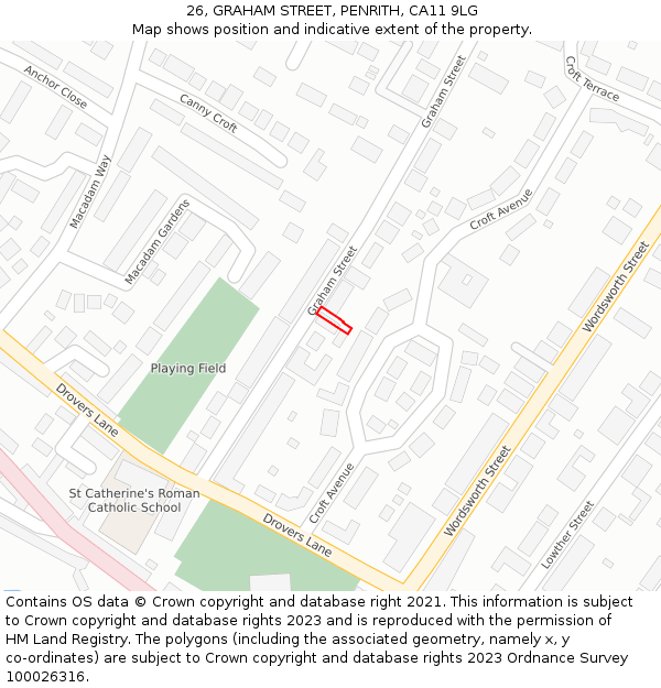 26, GRAHAM STREET, PENRITH, CA11 9LG: Location map and indicative extent of plot