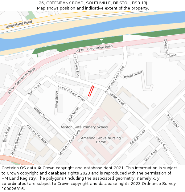 26, GREENBANK ROAD, SOUTHVILLE, BRISTOL, BS3 1RJ: Location map and indicative extent of plot