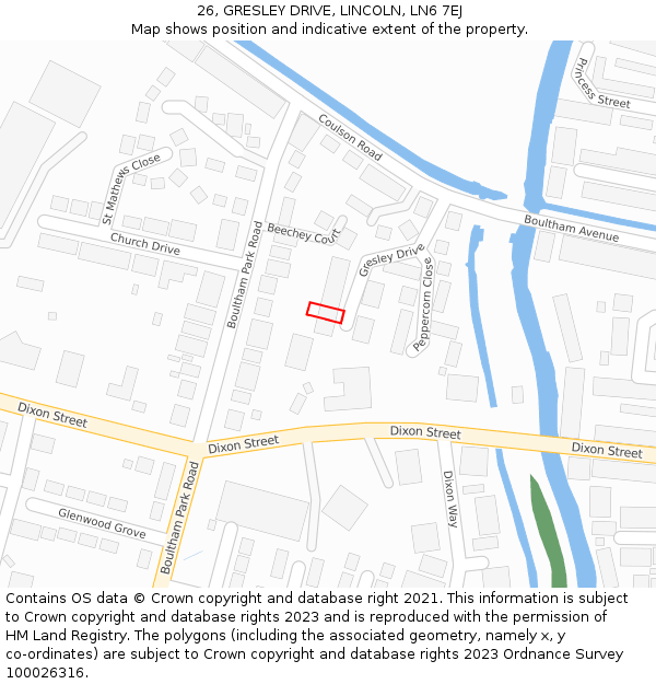 26, GRESLEY DRIVE, LINCOLN, LN6 7EJ: Location map and indicative extent of plot