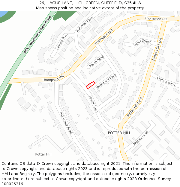 26, HAGUE LANE, HIGH GREEN, SHEFFIELD, S35 4HA: Location map and indicative extent of plot
