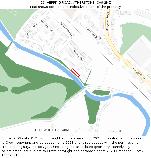 26, HERRING ROAD, ATHERSTONE, CV9 2NZ: Location map and indicative extent of plot