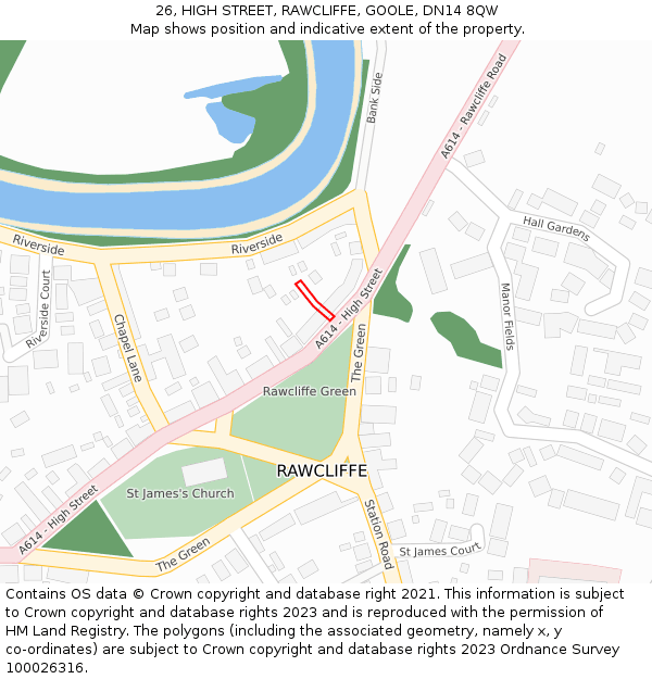 26, HIGH STREET, RAWCLIFFE, GOOLE, DN14 8QW: Location map and indicative extent of plot