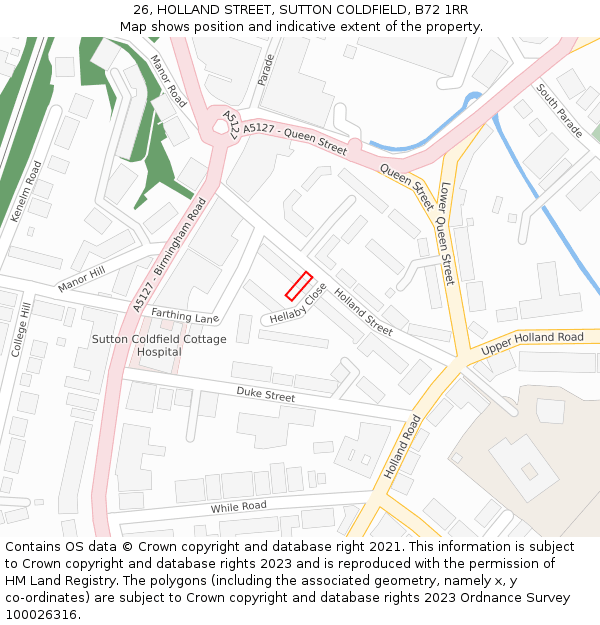 26, HOLLAND STREET, SUTTON COLDFIELD, B72 1RR: Location map and indicative extent of plot