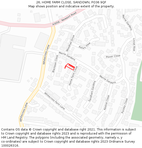 26, HOME FARM CLOSE, SANDOWN, PO36 9QF: Location map and indicative extent of plot