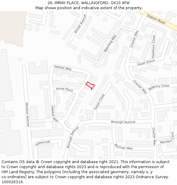 26, IMRAY PLACE, WALLINGFORD, OX10 9FW: Location map and indicative extent of plot