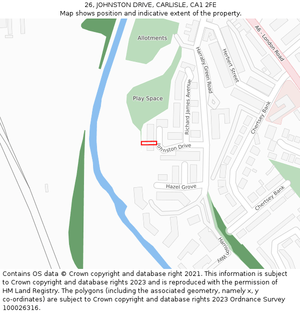 26, JOHNSTON DRIVE, CARLISLE, CA1 2FE: Location map and indicative extent of plot