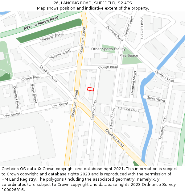 26, LANCING ROAD, SHEFFIELD, S2 4ES: Location map and indicative extent of plot