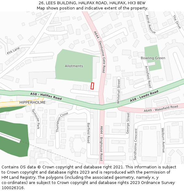 26, LEES BUILDING, HALIFAX ROAD, HALIFAX, HX3 8EW: Location map and indicative extent of plot