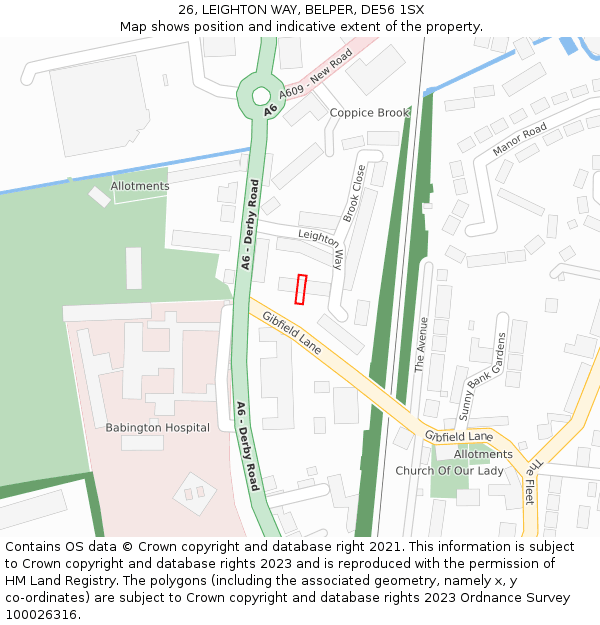 26, LEIGHTON WAY, BELPER, DE56 1SX: Location map and indicative extent of plot