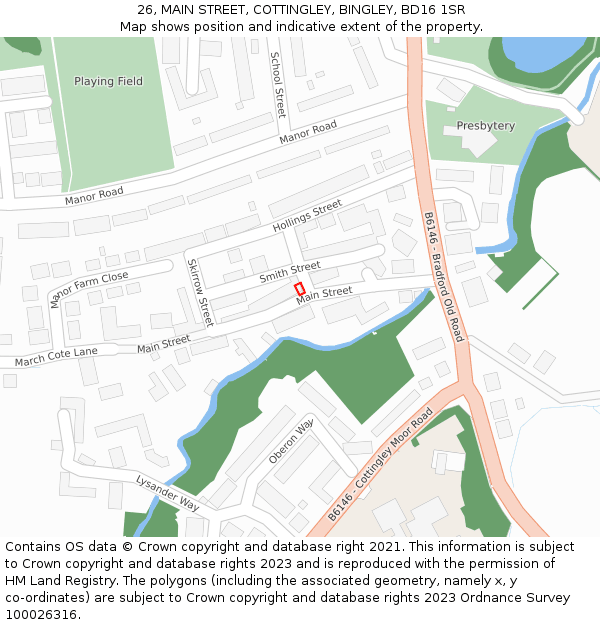 26, MAIN STREET, COTTINGLEY, BINGLEY, BD16 1SR: Location map and indicative extent of plot