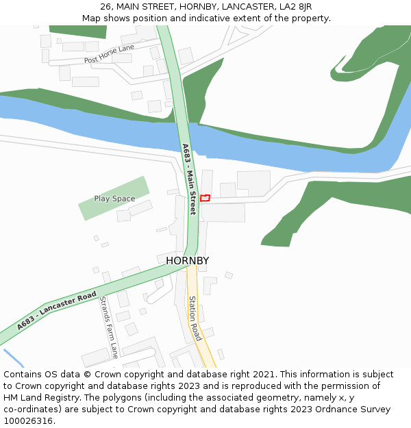 26, MAIN STREET, HORNBY, LANCASTER, LA2 8JR: Location map and indicative extent of plot