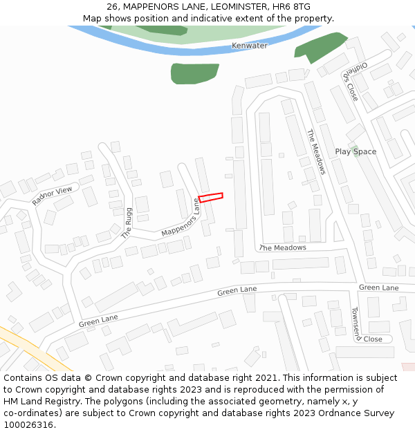 26, MAPPENORS LANE, LEOMINSTER, HR6 8TG: Location map and indicative extent of plot