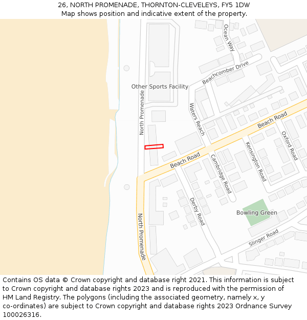 26, NORTH PROMENADE, THORNTON-CLEVELEYS, FY5 1DW: Location map and indicative extent of plot
