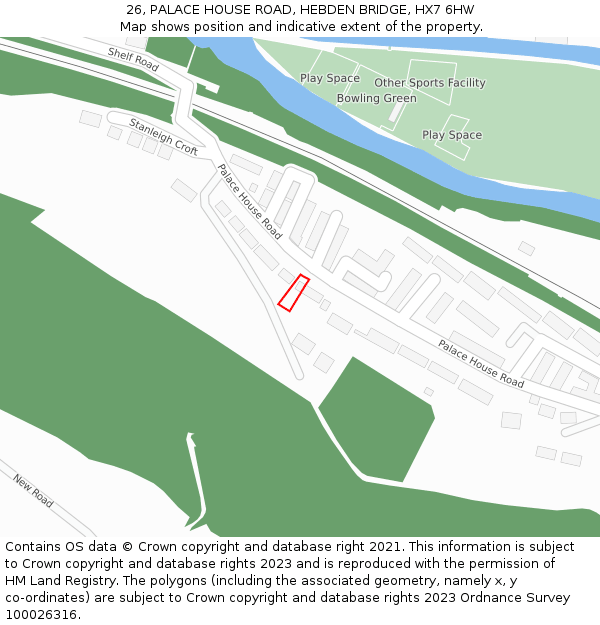 26, PALACE HOUSE ROAD, HEBDEN BRIDGE, HX7 6HW: Location map and indicative extent of plot