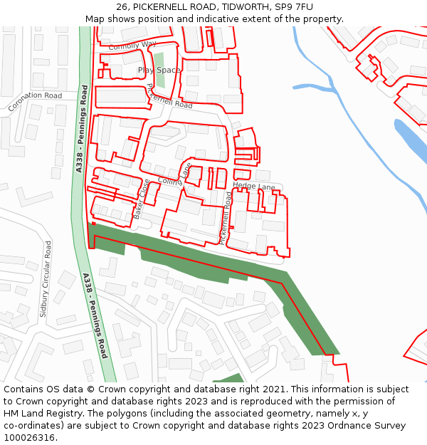 26, PICKERNELL ROAD, TIDWORTH, SP9 7FU: Location map and indicative extent of plot