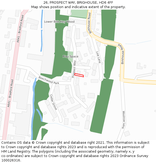 26, PROSPECT WAY, BRIGHOUSE, HD6 4FF: Location map and indicative extent of plot