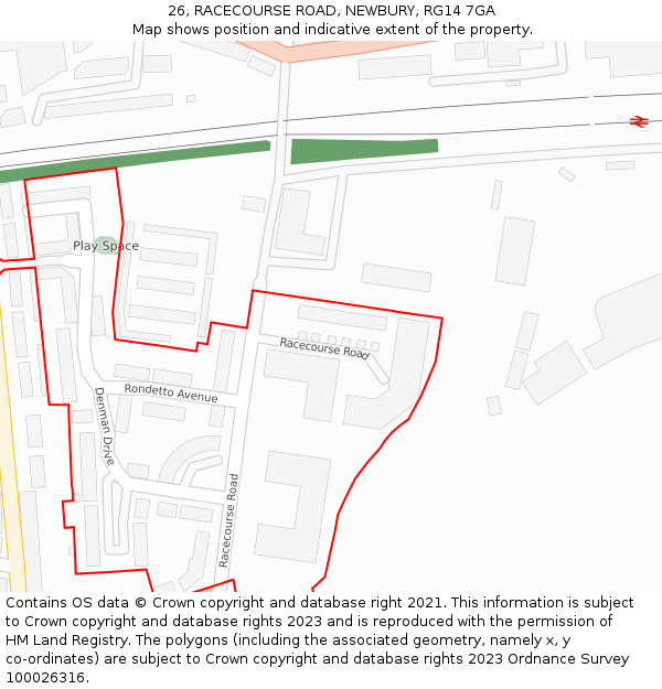 26, RACECOURSE ROAD, NEWBURY, RG14 7GA: Location map and indicative extent of plot