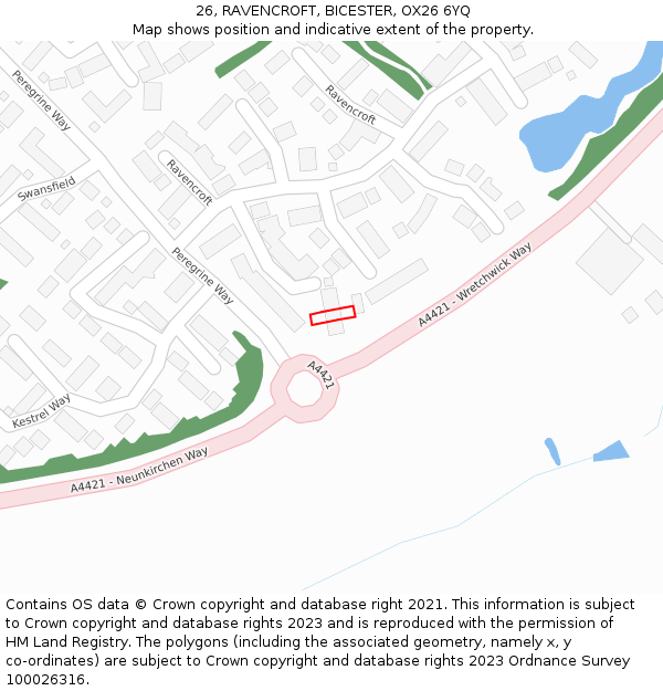26, RAVENCROFT, BICESTER, OX26 6YQ: Location map and indicative extent of plot