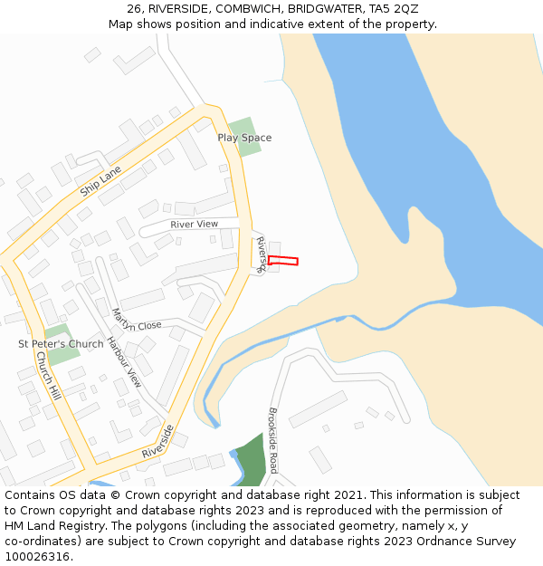 26, RIVERSIDE, COMBWICH, BRIDGWATER, TA5 2QZ: Location map and indicative extent of plot