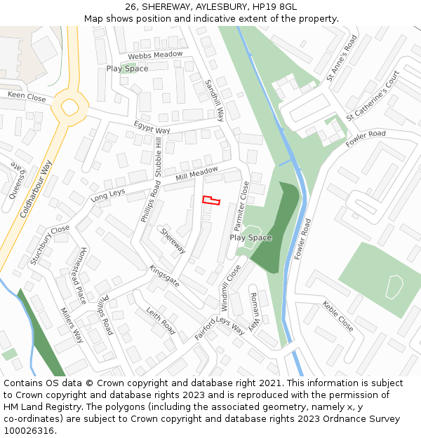26, SHEREWAY, AYLESBURY, HP19 8GL: Location map and indicative extent of plot