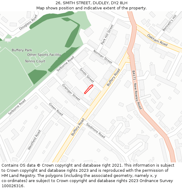 26, SMITH STREET, DUDLEY, DY2 8LH: Location map and indicative extent of plot