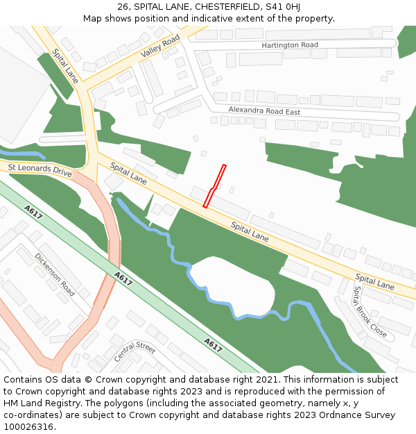 26, SPITAL LANE, CHESTERFIELD, S41 0HJ: Location map and indicative extent of plot