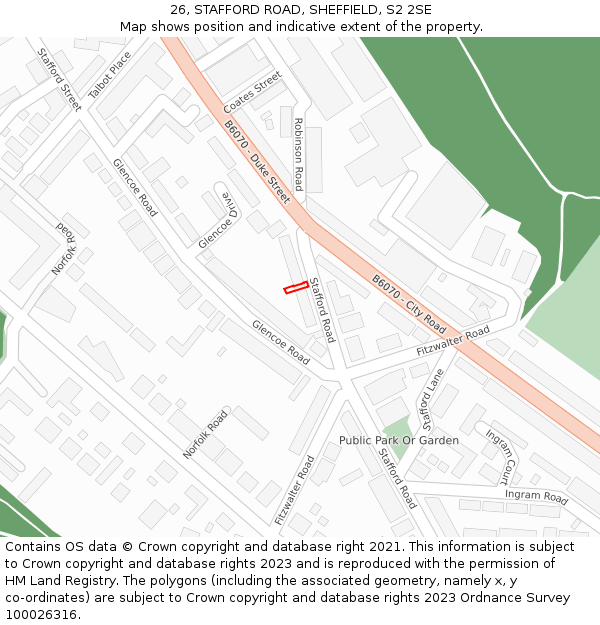 26, STAFFORD ROAD, SHEFFIELD, S2 2SE: Location map and indicative extent of plot