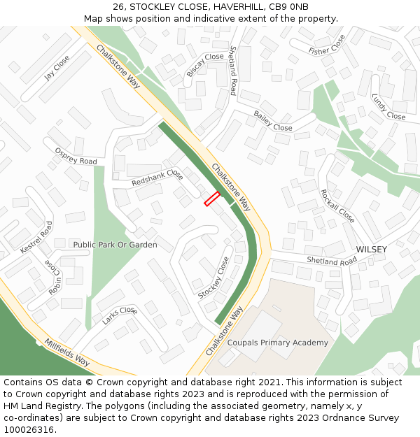 26, STOCKLEY CLOSE, HAVERHILL, CB9 0NB: Location map and indicative extent of plot