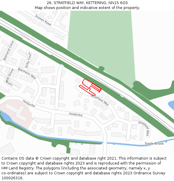 26, STRATFIELD WAY, KETTERING, NN15 6GS: Location map and indicative extent of plot