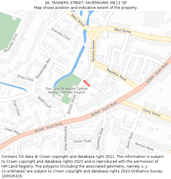 26, TANNERS STREET, FAVERSHAM, ME13 7JP: Location map and indicative extent of plot