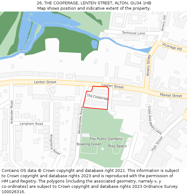 26, THE COOPERAGE, LENTEN STREET, ALTON, GU34 1HB: Location map and indicative extent of plot