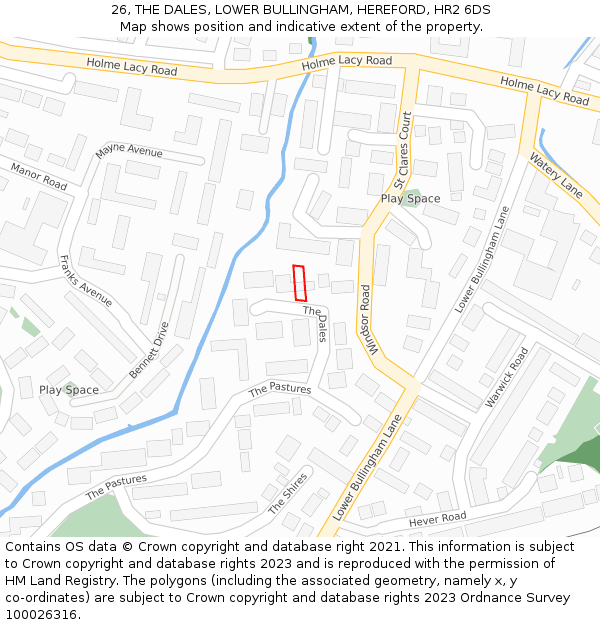 26, THE DALES, LOWER BULLINGHAM, HEREFORD, HR2 6DS: Location map and indicative extent of plot