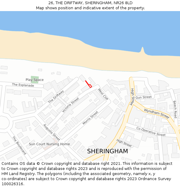 26, THE DRIFTWAY, SHERINGHAM, NR26 8LD: Location map and indicative extent of plot