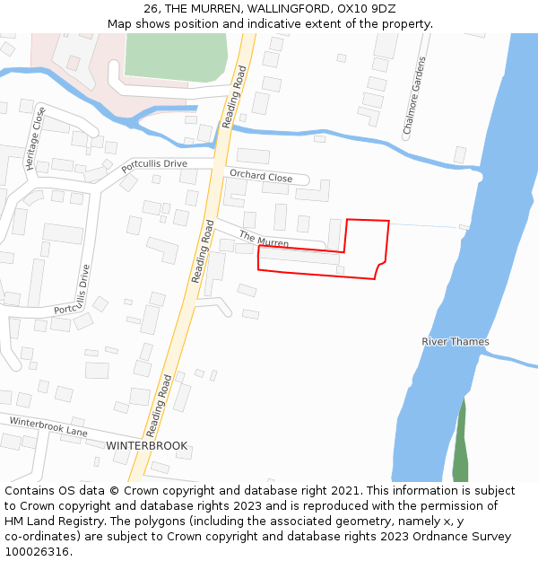 26, THE MURREN, WALLINGFORD, OX10 9DZ: Location map and indicative extent of plot
