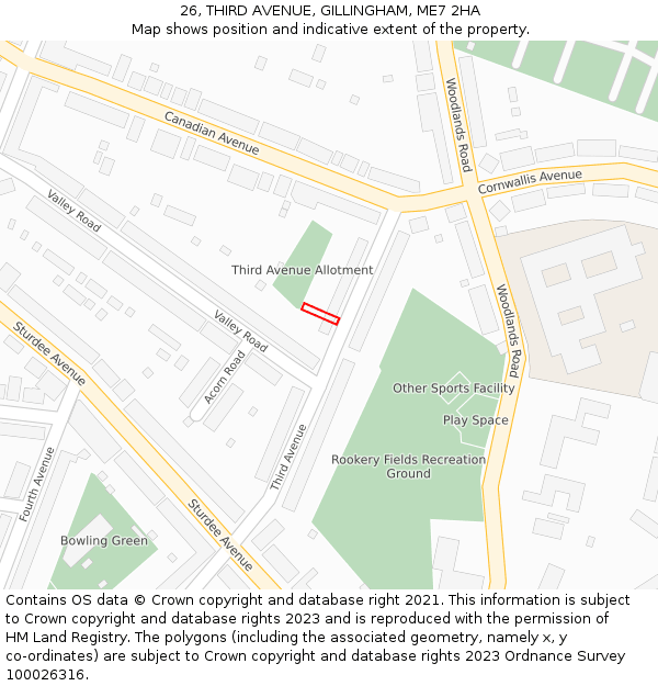 26, THIRD AVENUE, GILLINGHAM, ME7 2HA: Location map and indicative extent of plot