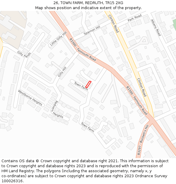 26, TOWN FARM, REDRUTH, TR15 2XG: Location map and indicative extent of plot