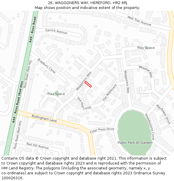 26, WAGGONERS WAY, HEREFORD, HR2 6RJ: Location map and indicative extent of plot