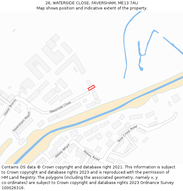 26, WATERSIDE CLOSE, FAVERSHAM, ME13 7AU: Location map and indicative extent of plot