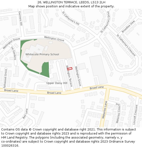 26, WELLINGTON TERRACE, LEEDS, LS13 2LH: Location map and indicative extent of plot