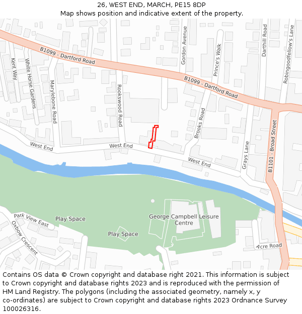 26, WEST END, MARCH, PE15 8DP: Location map and indicative extent of plot