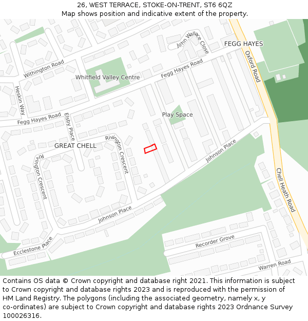 26, WEST TERRACE, STOKE-ON-TRENT, ST6 6QZ: Location map and indicative extent of plot