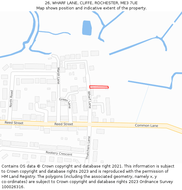 26, WHARF LANE, CLIFFE, ROCHESTER, ME3 7UE: Location map and indicative extent of plot